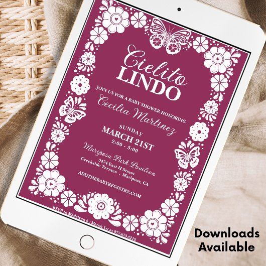 Pink Cielito Lindo Mexican Girl Baby Dusche Einladung