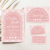 Pink Cielito Lindo Papel Picado Baby Shower Einladung