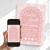 Pink Cielito Lindo Papel Picado Baby Shower Einladung