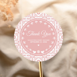 Pink Cielito Lindo Papel Picado Baby Shower Runder Aufkleber