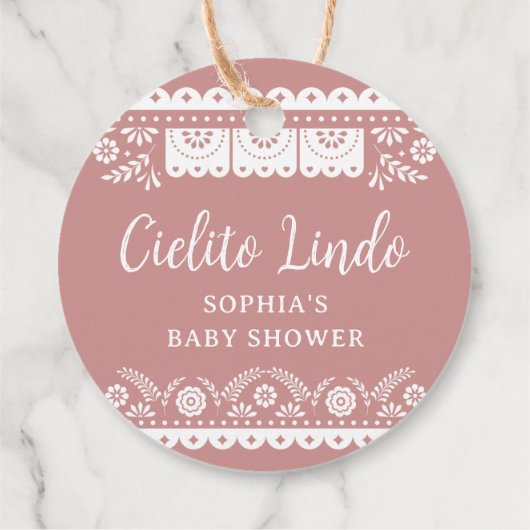 Pink Cielito Lindo Talavera Mexican Baby Sho Geschenkanhänger (Rückseite)