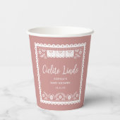 Pink Cielito Lindo Talavera Mexican Baby Shower Pappbecher (Rückseite)