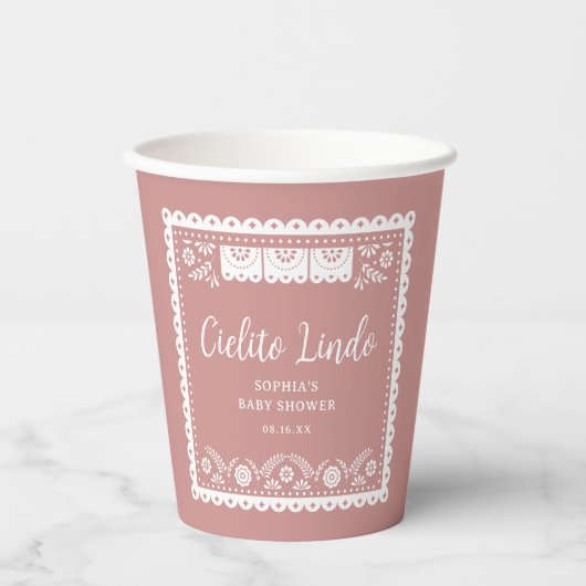Pink Cielito Lindo Talavera Mexican Baby Shower Pappbecher (Vorderseite)