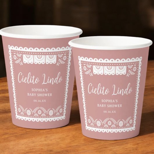 Pink Cielito Lindo Talavera Mexican Baby Shower Pappbecher