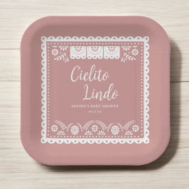 Pink Cielito Lindo Talavera Mexican Baby Shower Pappteller