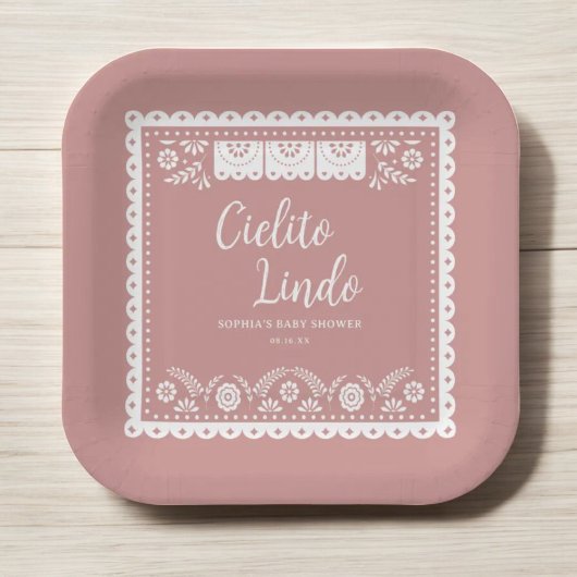 Pink Cielito Lindo Talavera Mexican Baby Shower Pappteller