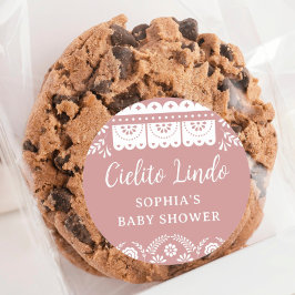 Pink Cielito Lindo Talavera Mexican Baby Shower Runder Aufkleber