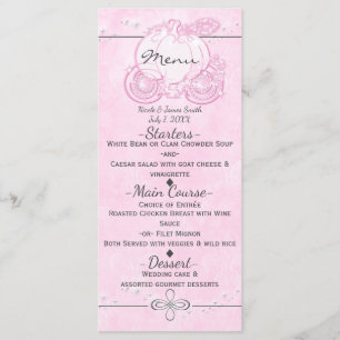 Pink Cinderella Carriage Elegantes Party Menü Menükarte
