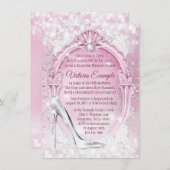 Pink Cinderella Glass Slipper Quinceanera Einladung (Vorne/Hinten)