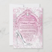 Pink Cinderella Glass Slipper Quinceanera Einladung (Vorderseite)