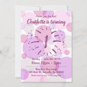 Pink Circles Birthday Girl Einladung (Vorderseite)