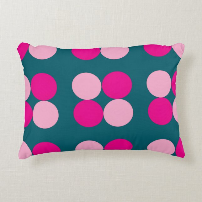 Pink Circles on Green Accent Pillow Dekokissen (Vorderseite)