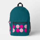 Pink Circles on Green Large Bedruckter Rucksack (Vorderseite)