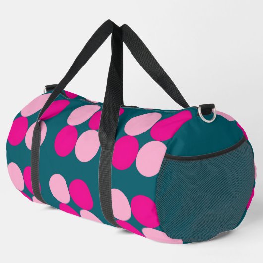 Pink Circles on Green Large Duffle Bag (Rechte Ecke)