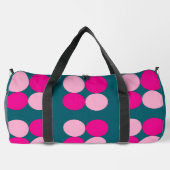 Pink Circles on Green Large Duffle Bag (Rückseite)