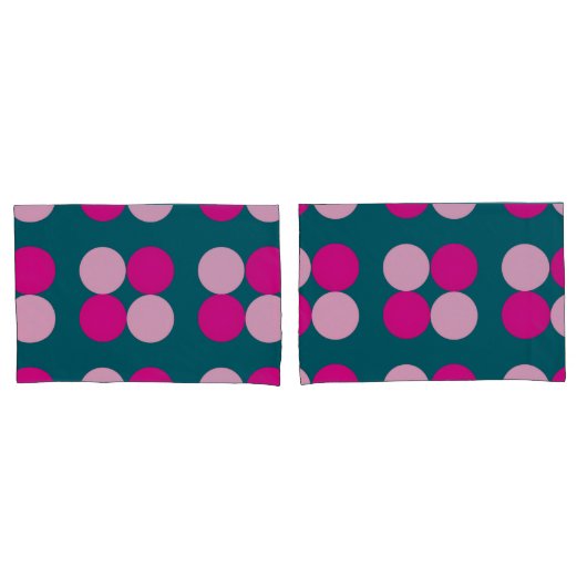 Pink Circles on Green Pillowcase Kissenbezug (Vorderseite-Set)