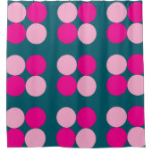 Pink Circles on Green Shower Curtain Duschvorhang (Vorderseite)