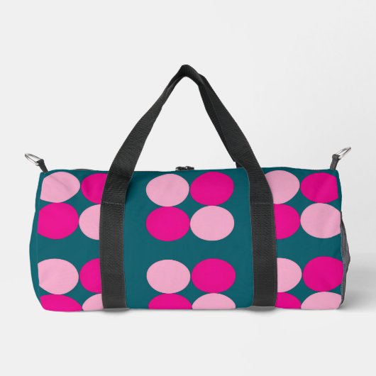Pink Circles on Green Small Duffle Bag (Vorderseite)