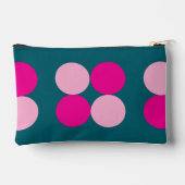 Pink Circles on Green Small Zubehörtasche (Rückseite)