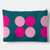 Pink Circles on Green Small Zubehörtasche (Rückseite)