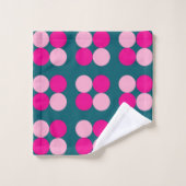 Pink Circles on Green Towel Badhandtuch Set (Waschlappen)