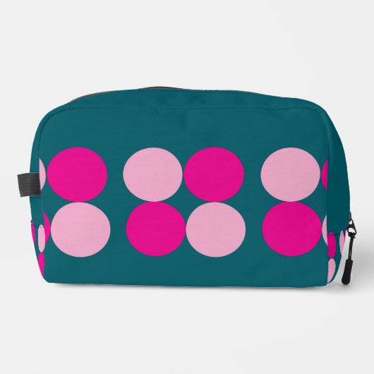 Pink Circles on Green Waschbeutel (Vorderseite)
