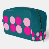 Pink Circles on Green Waschbeutel (Rechte Ecke)