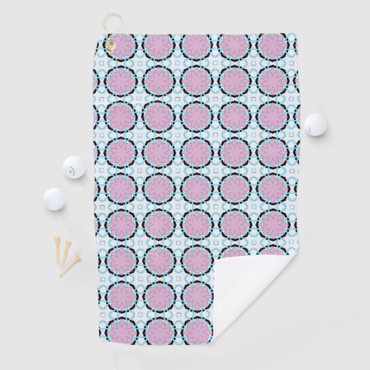 Pink circular geometric patterned golfhandtuch (Insitu)