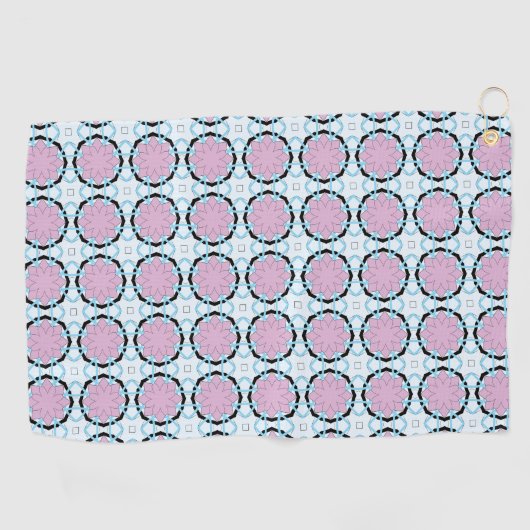 Pink circular geometric patterned golfhandtuch (Horizontal)