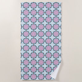 Pink circular geometric patterned strandtuch