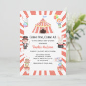 Pink Circus Karneval Girl Dusche Einladung (Stehend Vorderseite)