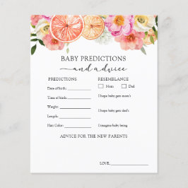 Pink Citrus Baby Advice and Predictions Card