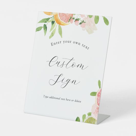 Pink Citrus Benutzerdefiniertes Textzeichen Sockelschild (Vorderseite)