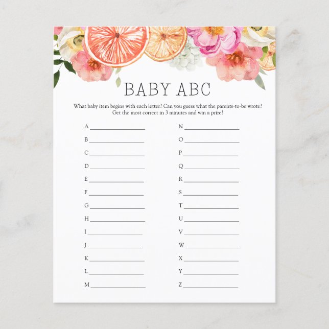 Pink Citrus Blume Baby ABC Baby Showgame (Vorderseite)