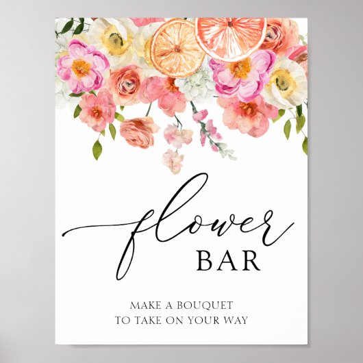 Pink Citrus Blume Bouquet Bar Poster (Vorne)