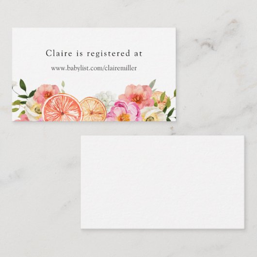 Pink Citrus Blume Kinderdusche Registrierung Begleitkarte (Vorne/Hinten)