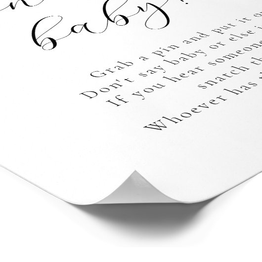 Pink Citrus Blume Say Baby Game Sign Poster (Ecke)