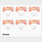 Pink Citrus Blume Vielen Dank für Ihre Unterstützu Quadratischer Aufkleber (Blatt)