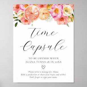 Pink Citrus Blume Zeitschrift Kapsel Zeichen Poster