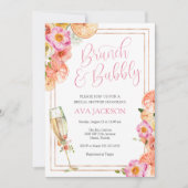 Pink Citrus Brunch and Bubbly Brautparty Einladung (Vorderseite)