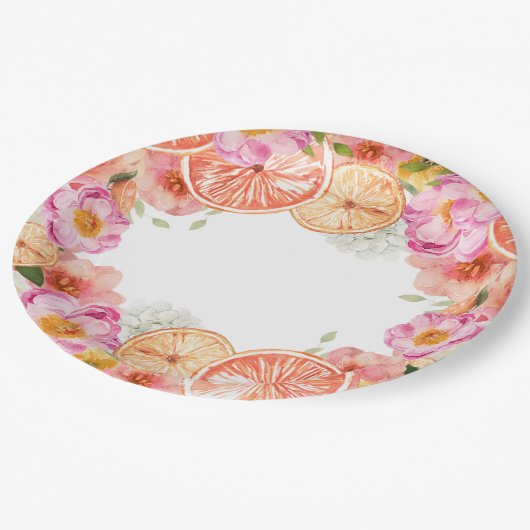 Pink Citrus Flowers Pappteller (Schrägansicht)