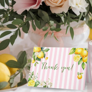 Pink Citrus Lemons Kinderdusche Danke Karte