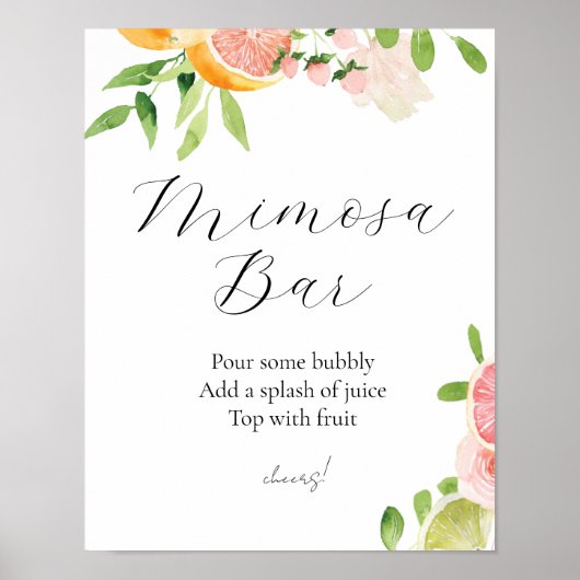 Pink Citrus Mimosa Bar Sign Poster (Vorne)