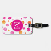 Pink Citrus Watercolor Polka Dots Gepäckanhänger (Vorderseite horizontal)