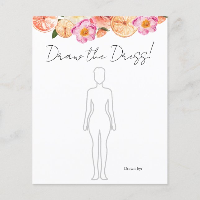 Pink Citrus Zeichnete das Dress Brautparty Game (Vorderseite)