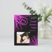 Pink City Lights 16 . Geburtstag Einladung (Stehend Vorderseite)
