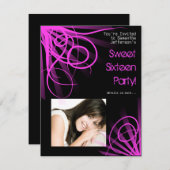 Pink City Lights 16 . Geburtstag Einladung (Vorne/Hinten)