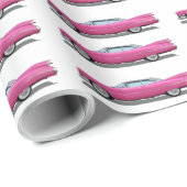 PINK CLASSIC CAR CADDY CHRISTMAS WRAPPPAPIER GESCHENKPAPIER (Rolleneckpunkt)
