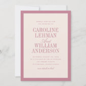 Pink Classic Elegant Double-Sided Wedding  Einladung (Vorderseite)