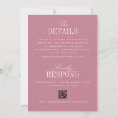 Pink Classic Elegant Double-Sided Wedding Einladung (Rückseite)